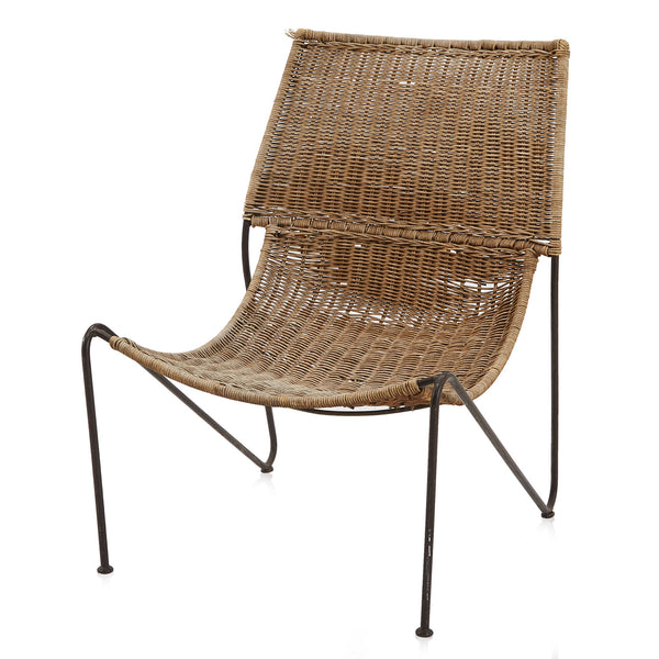 Light Brown Woven Rattan Lounge Chair