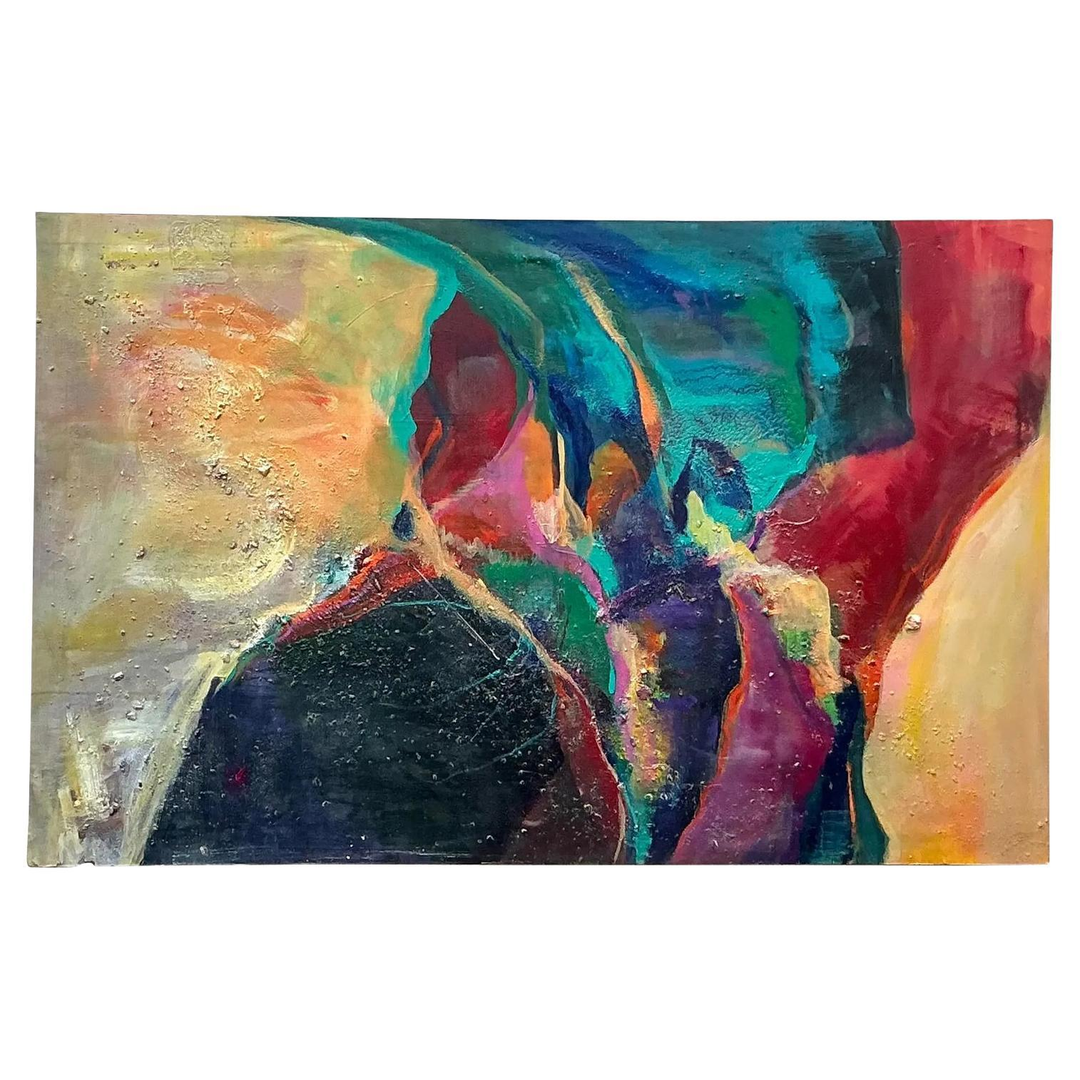 Vintage Boho Original Abstract Oil Painting on Canvas