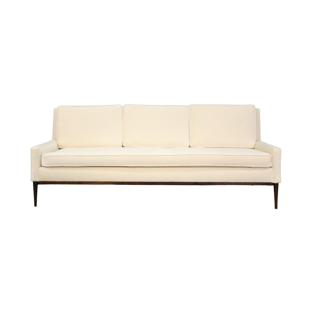 Paul McCobb for Directional Off-White Velvet Sofa, 1950s