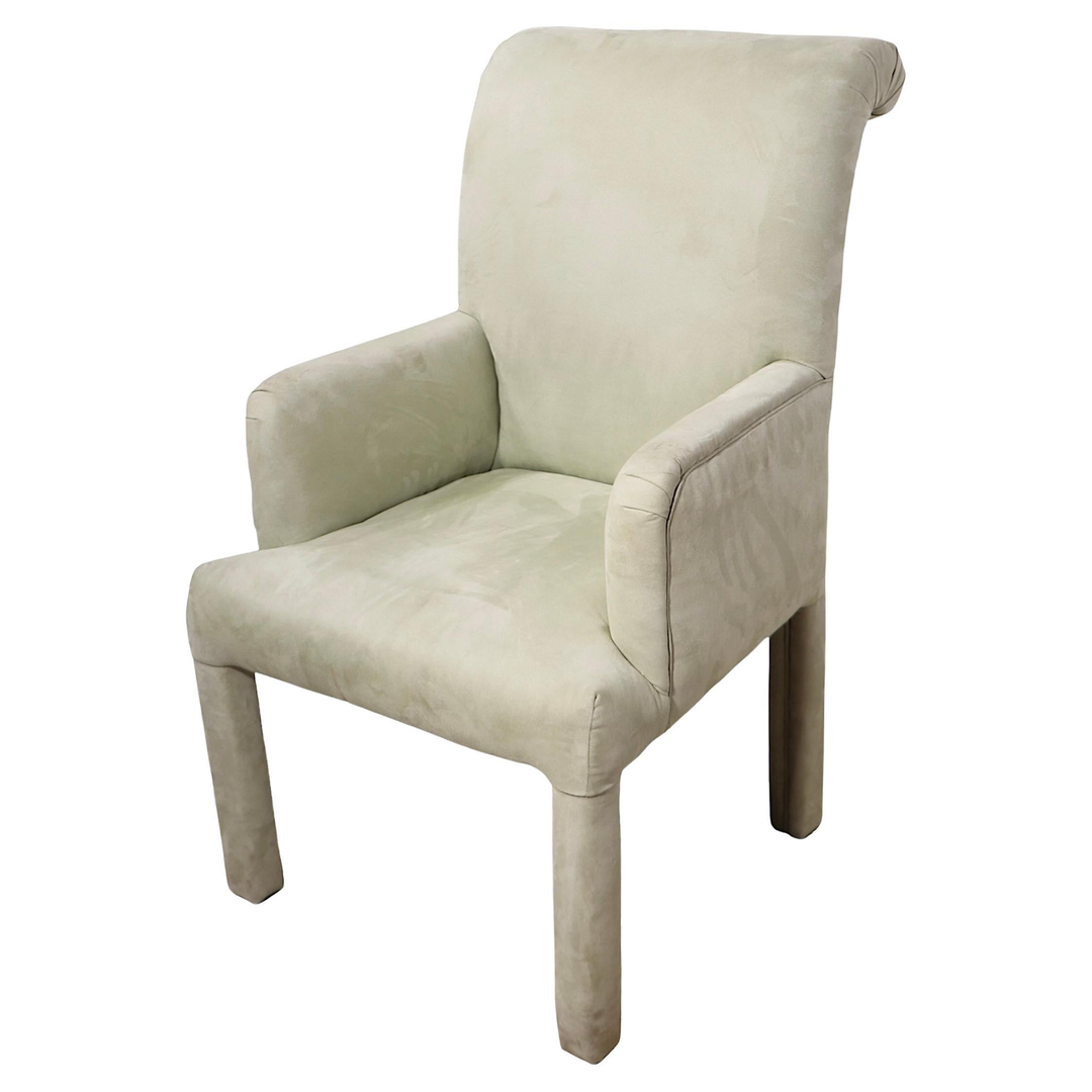 Upholstered Postmodern Hollywood Regency Arm Chair in Ultrasuede by Directional