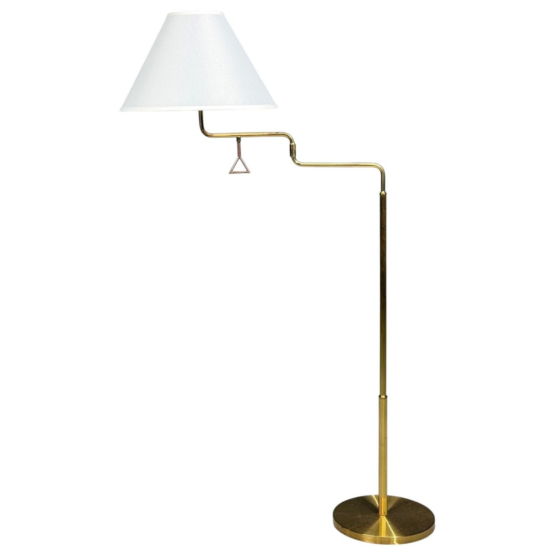 Armaturhantverk Göteborg, Articulating Floor Lamp, Brass, Fabric, Sweden, 1960s