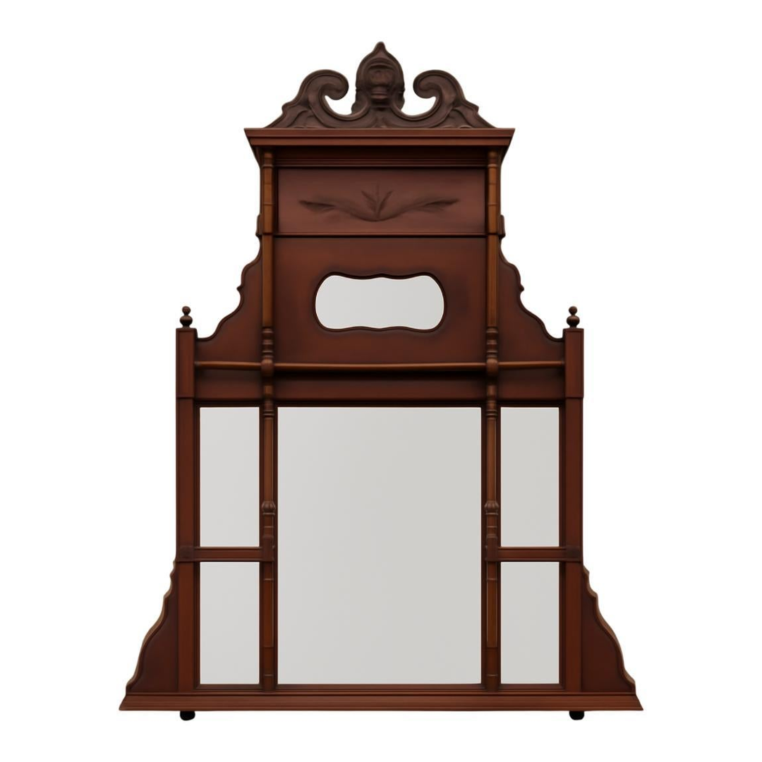 Vintage Eastlake Carved Wood Mantle Mirror