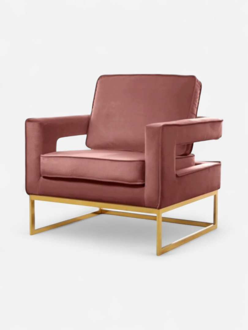 MAUVE VELVET AND GOLD CHAIR