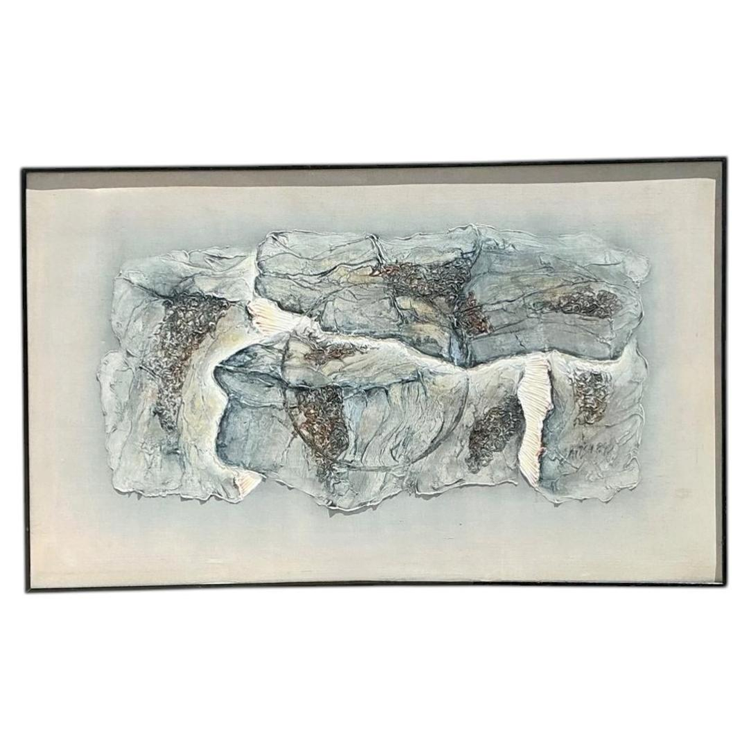 Vintage Mixed Media Abstract Relief Painting