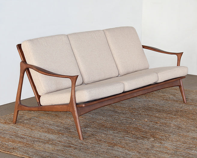 Danish Modern Sofa With Beige Upholstery