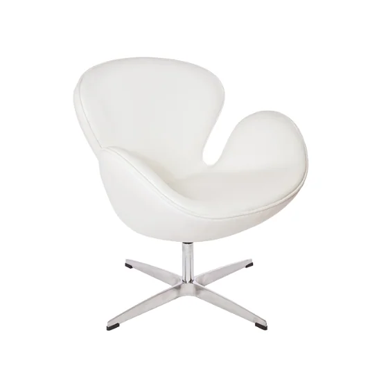 Lotus chair – White leather with chrome base