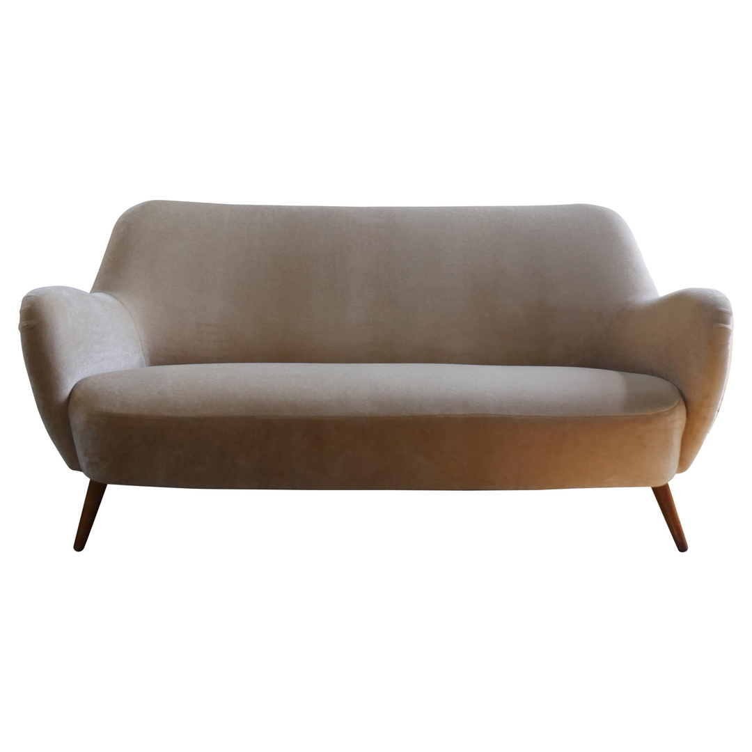 1950s Danish Sofa Reupholstered with Designer Mohair Fabric