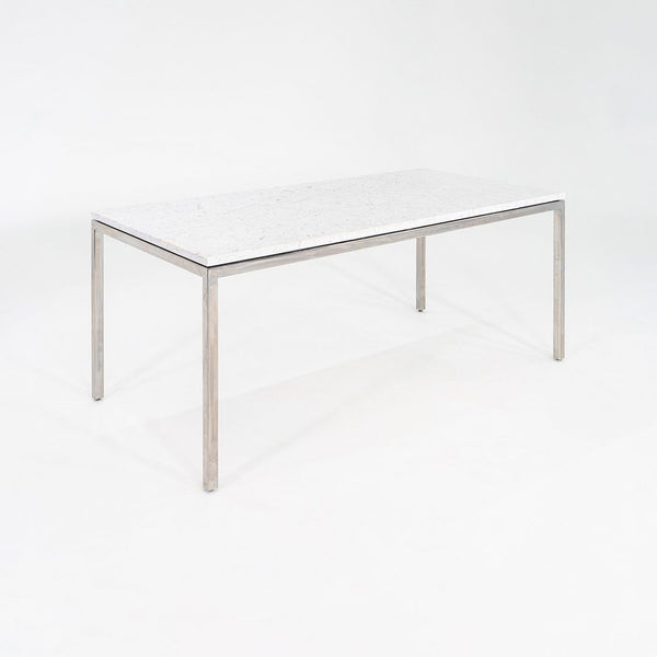 2000s SOM Design for Decca Stainless Steel and Marble Dining Table / Desk 36x72"