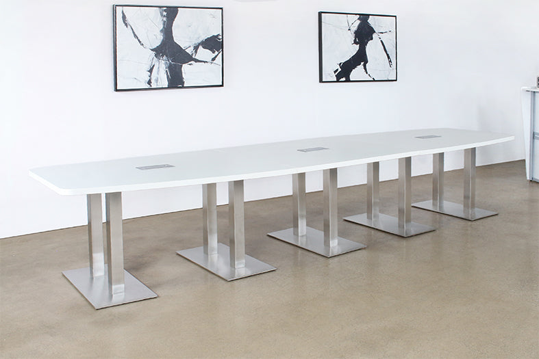 10' - 14' Adjustable Conference Table W/White Top