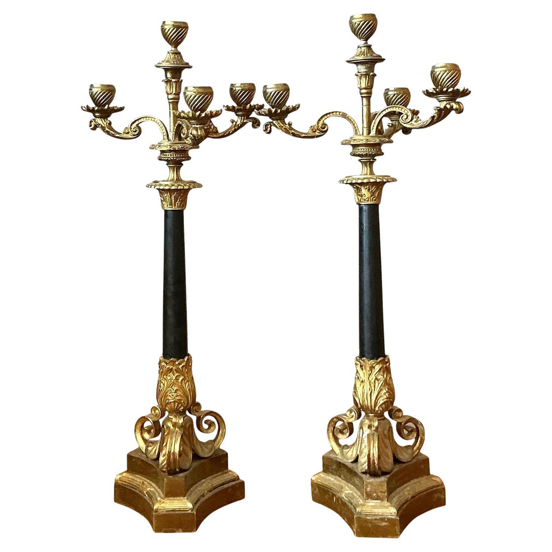 Vintage Regency Gilt Candelabras - Set of 2