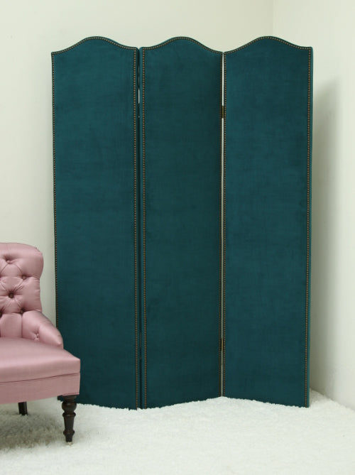 Mitchell Gold Eve 3-Panel Screen with Nailhead in Gilmore Teal