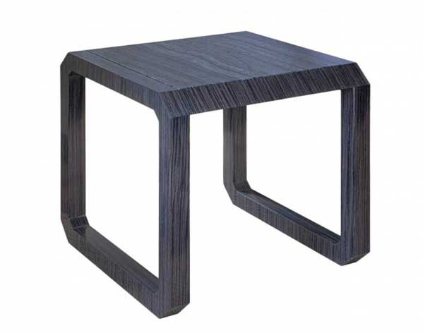 Contemporary Dark Wood and Marble Side Table