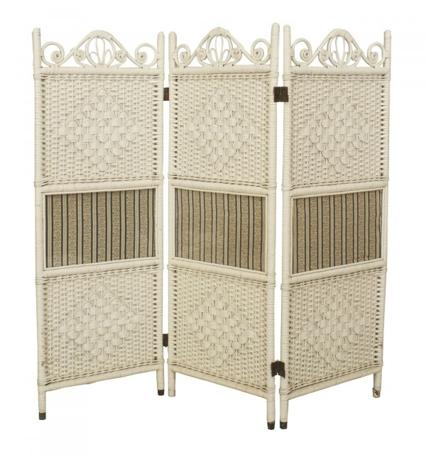 Victorian White Painted 3-Fold Screen