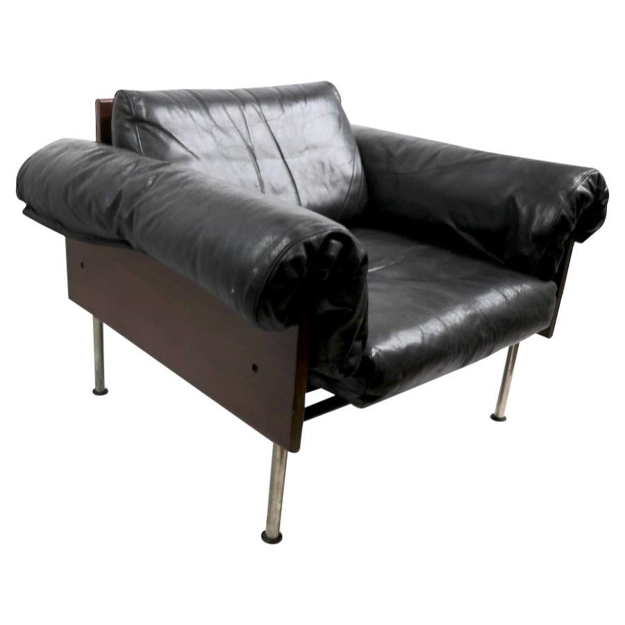 Modernist Rosewood and Leather Lounge Chair