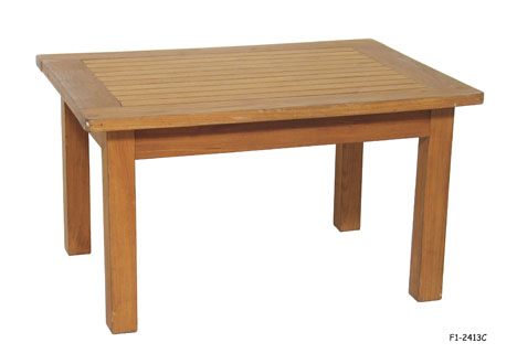 PATIO COFFEE TABLE: Pesaro, Teak, Rectangular Top with Center Slats, Four Squared Edge Legs, 35-1/2"W x 27-1/4"D x 20"H DO NOT PAINT