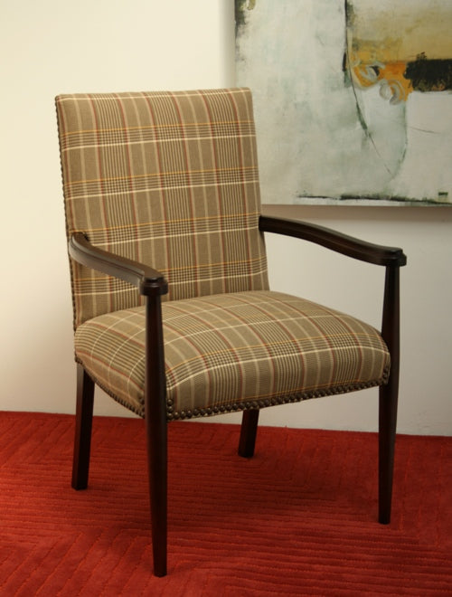 Camel Houndstooth Plaid Arm Chair