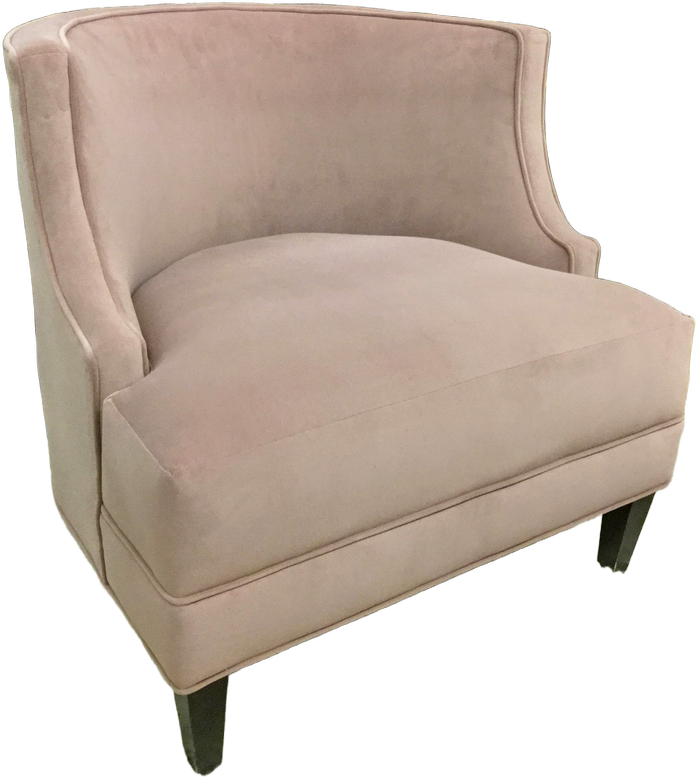 Club Chair, Light Pink, W/ Curved Backrest, Black Wood Feet, Extra Pillow, High End Warehouse, Pink, Black, Chair, Chairs, No Visible Wear And Tear, 30.5"W, 28"D, 30"H, UNIVERSAL, Fabric, Wood, Not Applicable