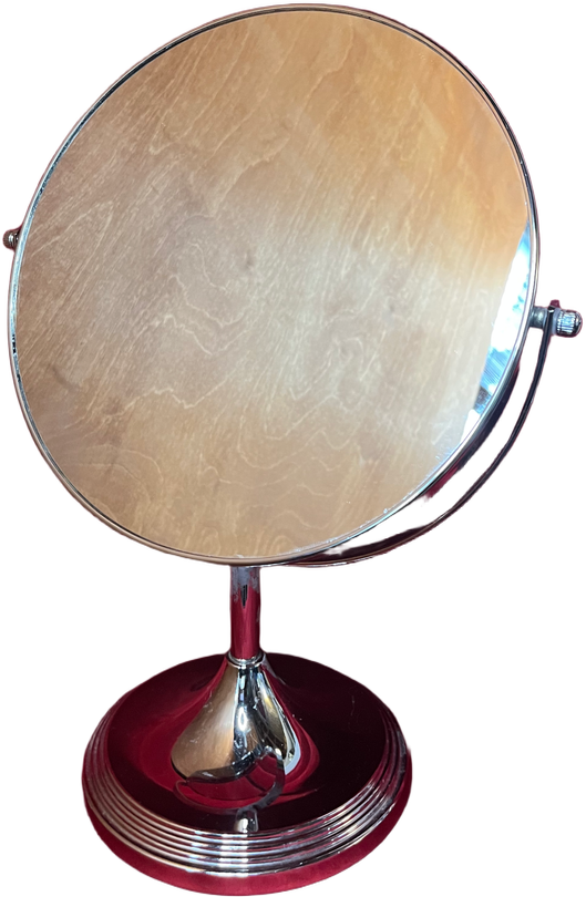 OFF Large Silver Tabletop Makeup Mirror